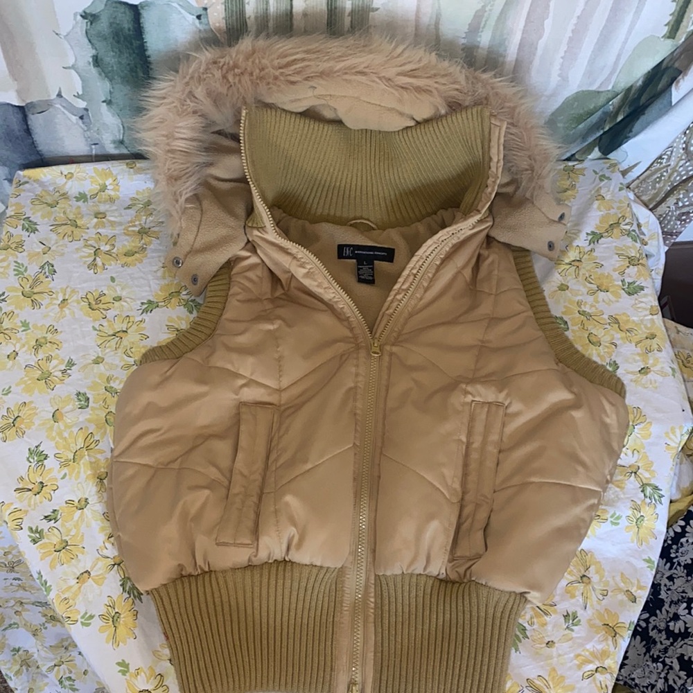 I-N-C International Concepts Hooded Vest Lrg
